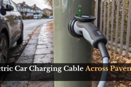 Electric Car Charging Cable Across Pavement